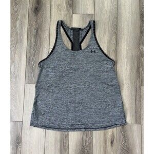 Under Armour HeatGear Women's UA Knockout Mesh Back Gray/Black Tank Top Sz S